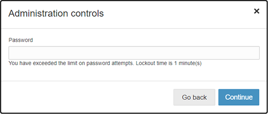 The lockout message; the user has to wait one minute before trying again.