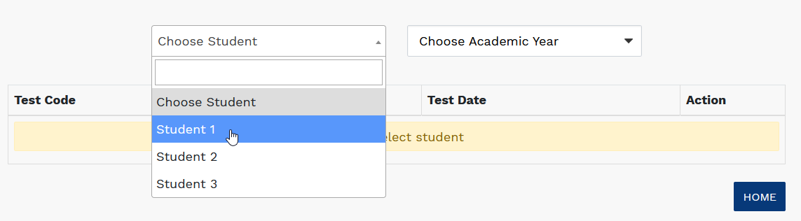 select a student from the first drop-down list