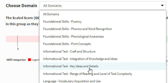 The Choose Domain drop-down list, showing All Domains as the first option and individual domains beneath it.